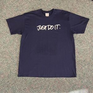 Vintage Y2K Nike Grey Tag Graffiti Just Do It Navy Blue Shirt